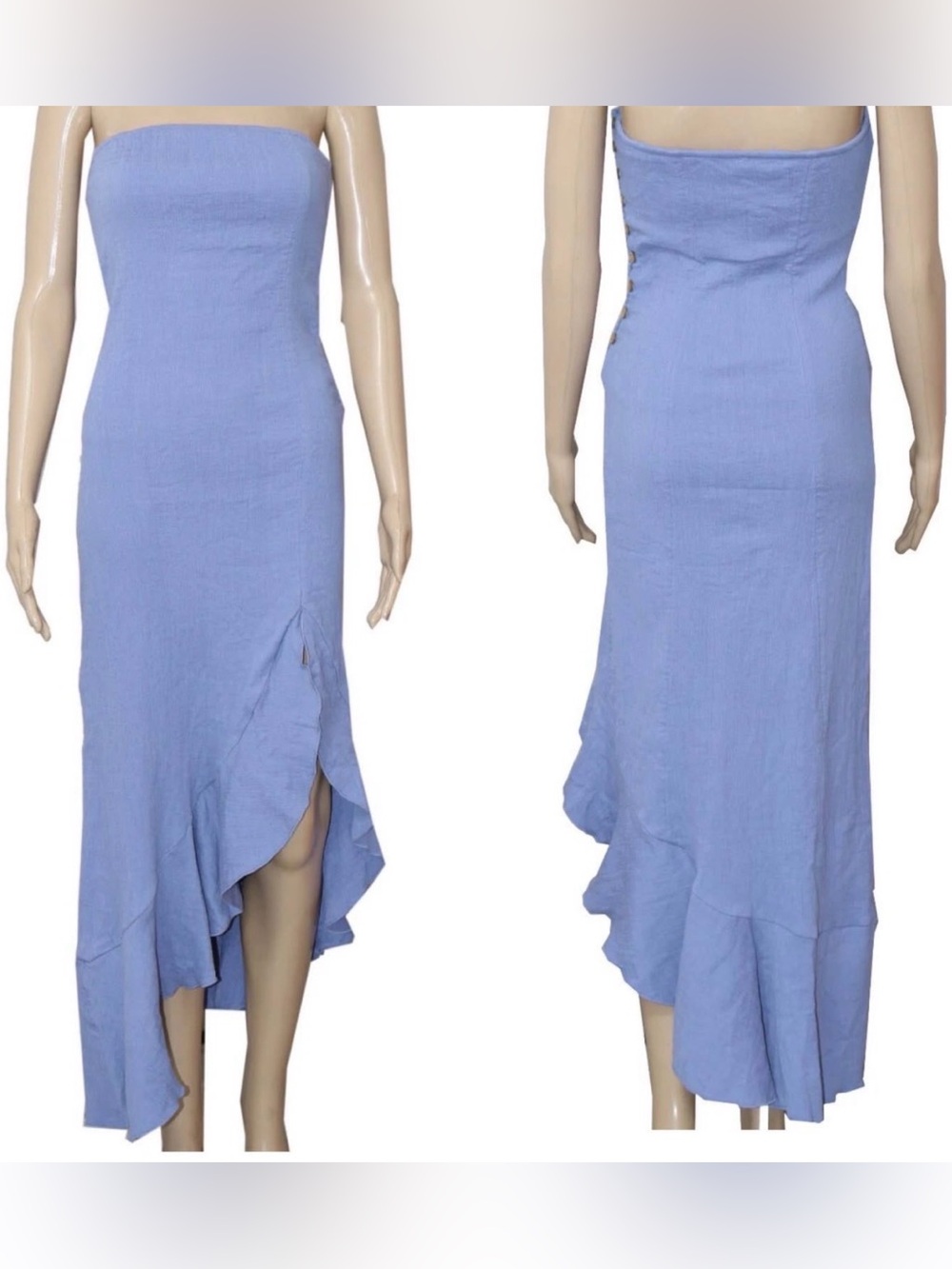 Free People Sz Large Made Me Blush Midi Dress In Blue